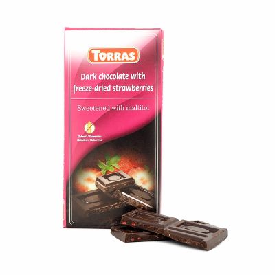 Torras Dark chocolate with freeze-dried strawberries, 75 g
